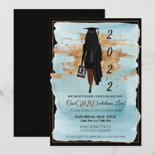 Invitación a graduación afroamericana (piel oscura