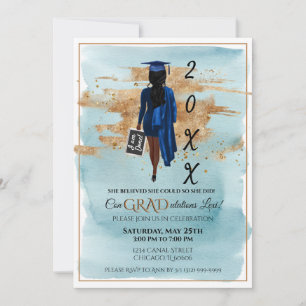 Invitación a graduación afroamericana (piel oscura