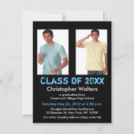 Invitación a graduación Agregar 2 imagen azul negr