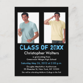 Invitación a graduación Agregar 2 imagen azul negr