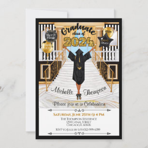 Invitación a graduación Anuncio afroamericano