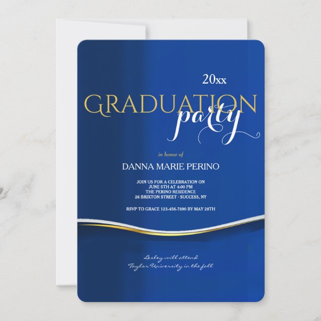 Invitación a graduación azul (Anverso)