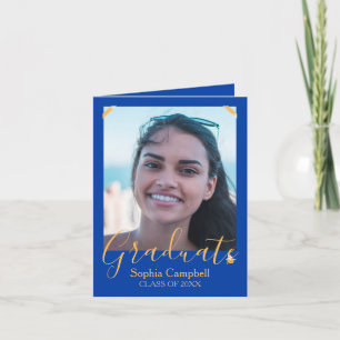 Invitación a graduación azul brillante