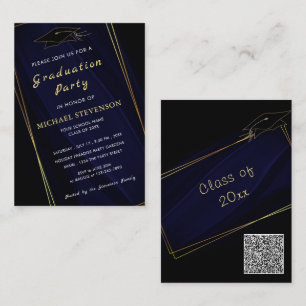 Invitación a graduación azul de la Marina de Oro d