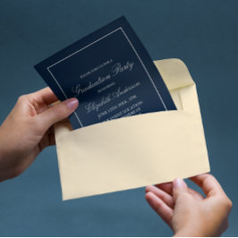 Invitación a graduación azul de la Marina Minimali