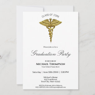 Invitación a graduación blanca del Caducto de Oro 