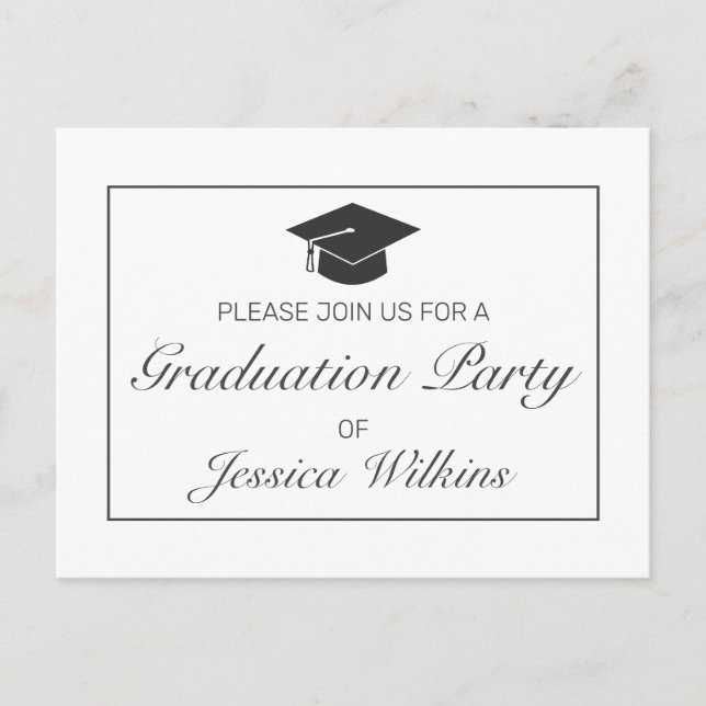 Invitación a graduación Blanco Minimalista moderno (Anverso)