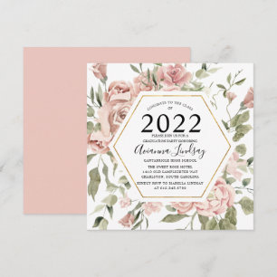 Invitación a graduación botánica de rosa rosado y
