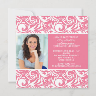 Invitación a graduación con foto de Swirl Floral R