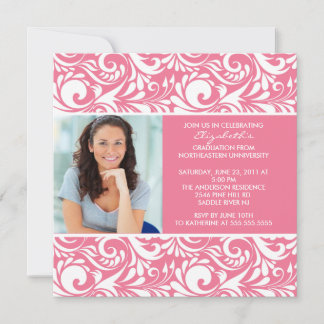 Invitación a graduación con foto de Swirl Floral R
