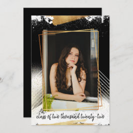 Invitación a graduación con marco de color negro y