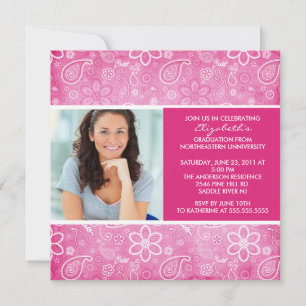 Invitación a graduación con Photo Pink Paisley