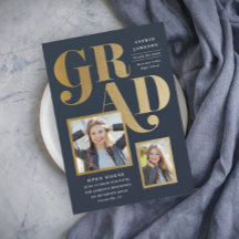 Invitación a graduación con varias fotos