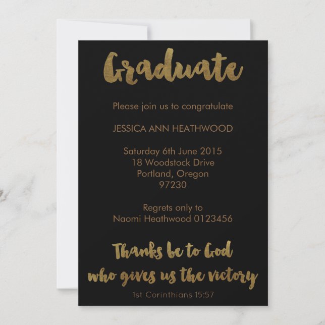 Invitación a graduación cristiana - Gracias a Dios (Anverso)