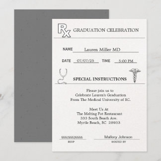 Invitación a graduación de almohadillas de prescri