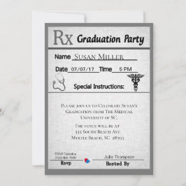 Invitación a graduación de almohadillas de prescri