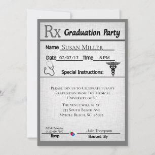 Invitación a graduación de almohadillas de prescri