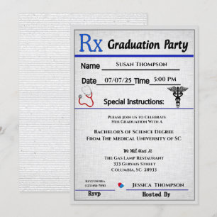 Invitación a graduación de almohadillas de prescri