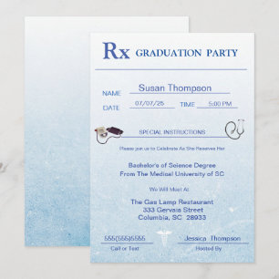 Invitación a graduación de almohadillas de prescri