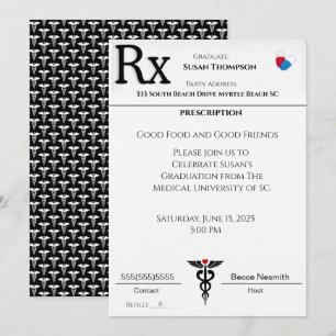 Invitación a graduación de almohadillas de prescri