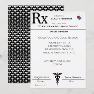 Invitación a graduación de almohadillas de prescri