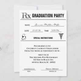 Invitación a graduación de almohadillas de prescri