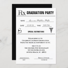 Invitación a graduación de almohadillas de prescri