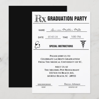 Invitación a graduación de almohadillas de prescri