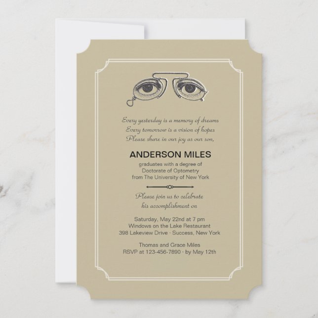 Invitación a graduación de anteojos de época (Anverso)