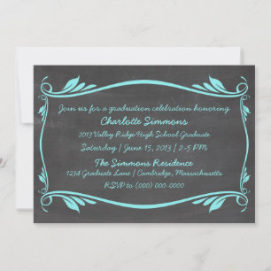 Invitación a graduación de Aqua Flourish Chalkboar