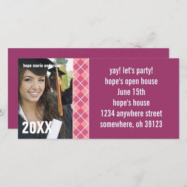 Invitación a graduación de Argyle Senior Pictures  (Anverso / Reverso)