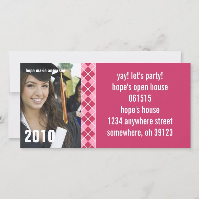 Invitación a graduación de Argyle Senior Pictures  (Anverso)