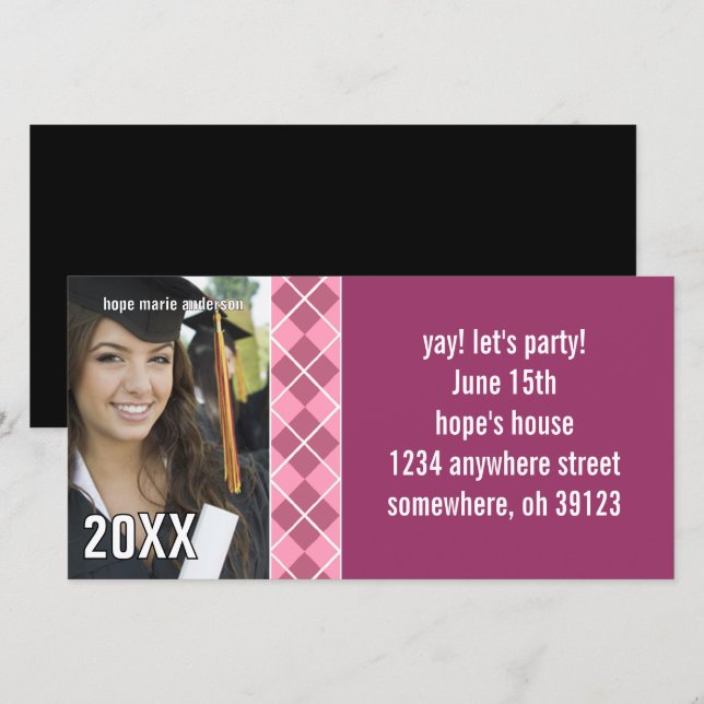 Invitación a graduación de Argyle Senior Pictures  (Anverso / Reverso)