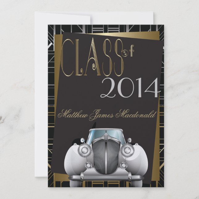 Invitación a graduación de Art Deco Gatsby (Anverso)
