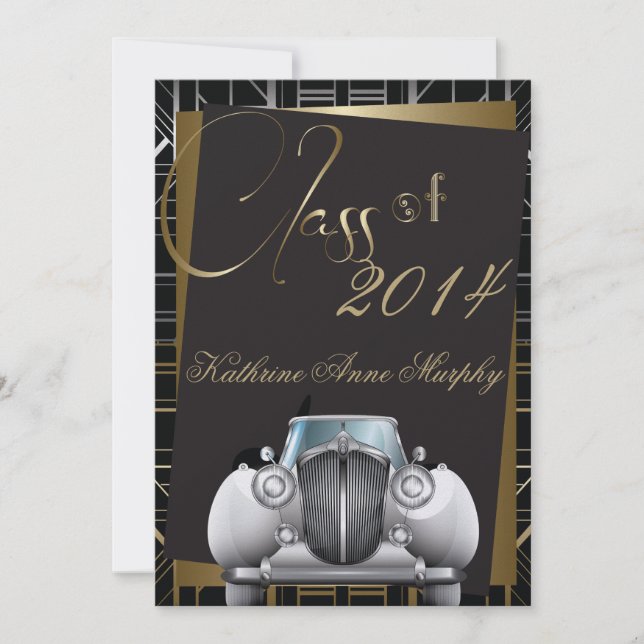 Invitación a graduación de Art Deco Gatsby (Anverso)