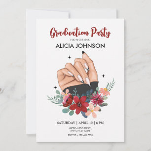 Invitación a graduación de arte de uñas ausentes