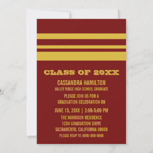 Invitación a graduación de banda negrita amarillo/