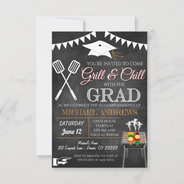 Invitación a graduación de barbacoa (Anverso)