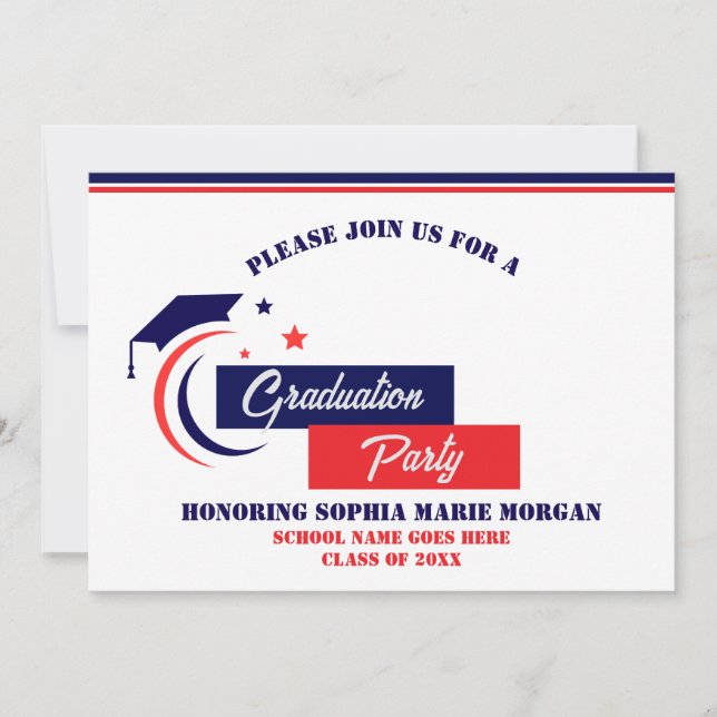 Invitación a graduación de Blue Red White (Anverso)