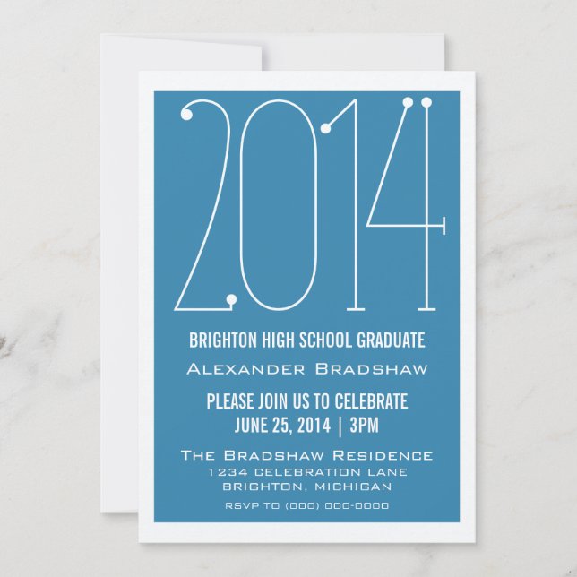 Invitación a graduación de Blue Trendy 2014 (Anverso)
