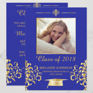 Invitación a graduación de Blue y Gold