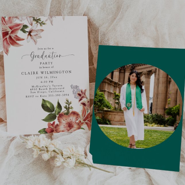 Invitación a graduación de Boho Terracotta Floral (Subido por el creador)