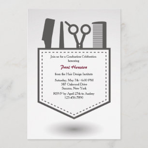 Invitación a graduación de bolsillo de Hairdresser