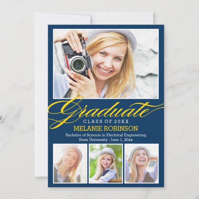 Invitación a graduación de Bright Begating - Azul  (Anverso)