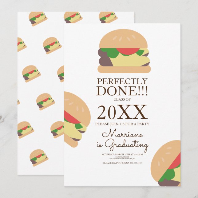 Invitación a graduación de Burger Brunch (Anverso / Reverso)