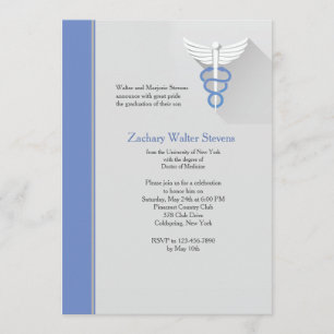 Invitación a graduación de Caduceus Symbol Blue Tr
