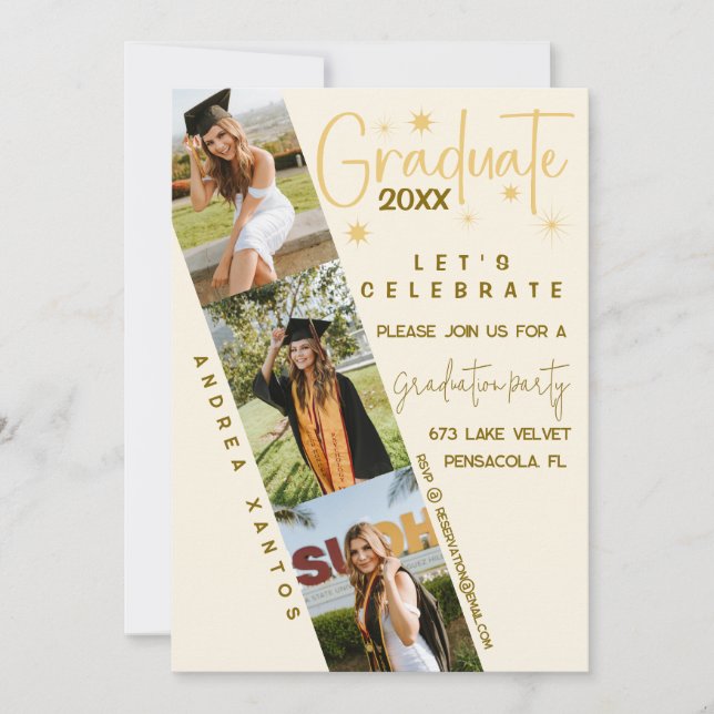 Invitación a graduación de caligrafía elegante mod (Anverso)