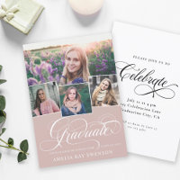 Invitación a graduación de caligrafía elegante mod