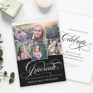 Invitación a graduación de caligrafía elegante mod