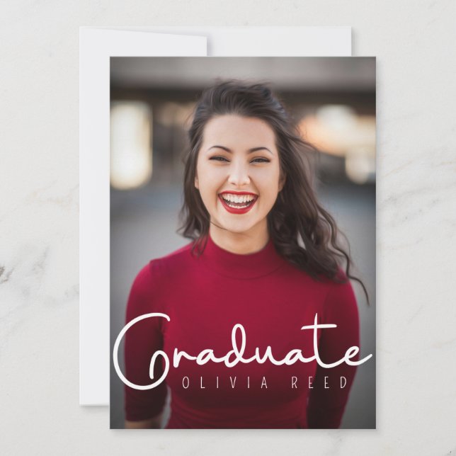 Invitación a graduación de caligrafía moderna negr (Anverso)